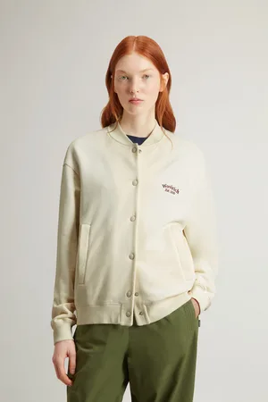 Woolrich Donna Felpa College in puro cotone con bottoni Bianco