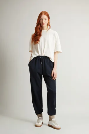 Woolrich Donna Pantaloni in puro cotone felpato Blu