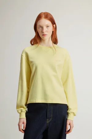 Woolrich Donna Felpa girocollo in puro cotone Giallo