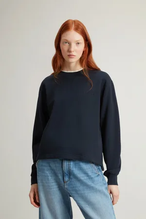 Woolrich Donna Felpa girocollo in puro cotone Blu
