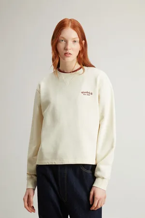 Woolrich Donna Felpa girocollo in puro cotone Bianco