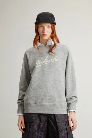 Woolrich Donna Felpa girocollo in puro cotone mouliné Grigio