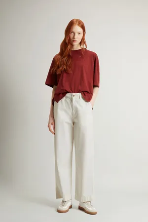 Woolrich Donna Pantaloni chino in puro cotone tinti in capo Bianco