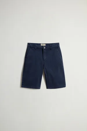 Woolrich Pantaloncini chino da bambino in twill di cotone tinti in capo Blu