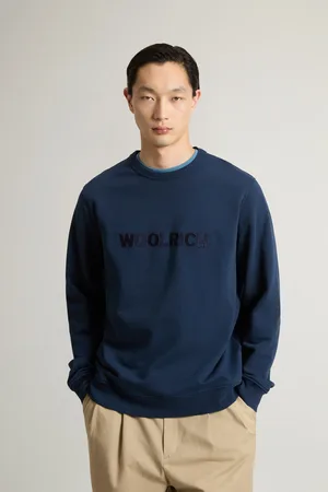 Woolrich Uomo Felpa girocollo in misto cotone leggero Blu
