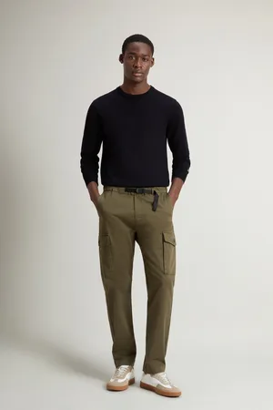 Woolrich Uomo Pantaloni cargo tinti in capo con cintura Verde