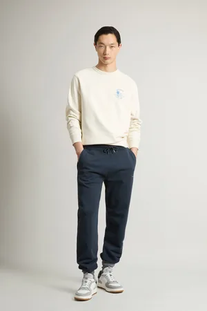 Woolrich Uomo Pantaloni in puro cotone felpato Blu