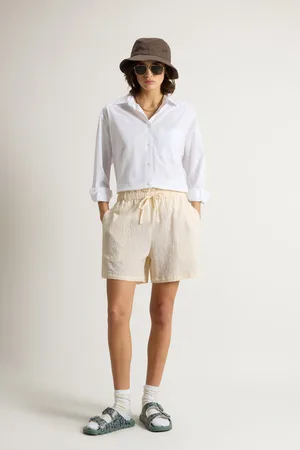 Woolrich Donna Pantaloncini in cotone seersucker Giallo