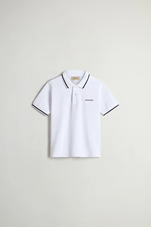Woolrich Polo Monterey da bambino in piqué di cotone elasticizzato Bianco