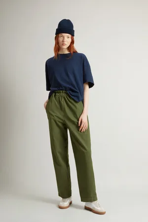 Woolrich Donna Pantaloni in puro cotone tinti in capo Verde