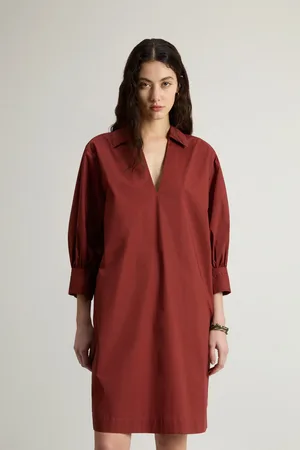Woolrich Donna Vestito in popeline di puro cotone Rosso