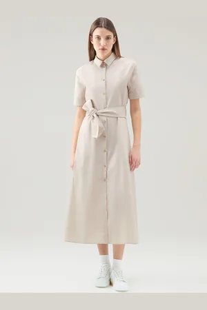 Woolrich Donna Vestito chemisier in popeline di puro cotone Beige