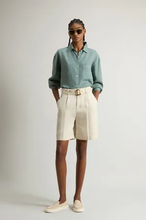 Woolrich Donna Bermuda in misto lino tinti in capo Beige