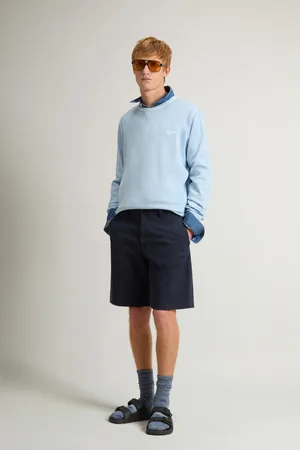 Woolrich Uomo Pantaloncini chino in twill di cotone elasticizzato tinti in capo Blu