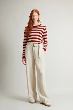Woolrich Donna Pantaloni in misto lino tinti in capo Beige