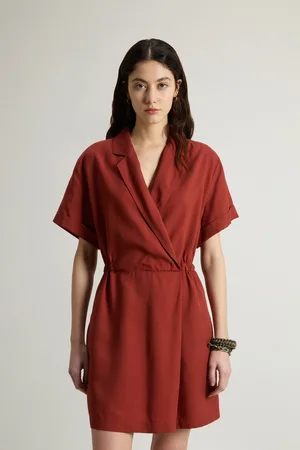 Woolrich Donna Vestito in Tencel Rosso