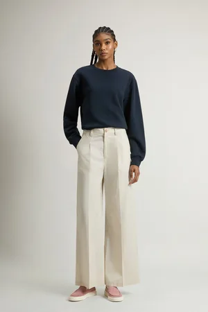 Woolrich Donna Pantaloni chino in popeline di puro cotone Beige