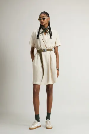 Woolrich Donna Vestito in Tencel Beige