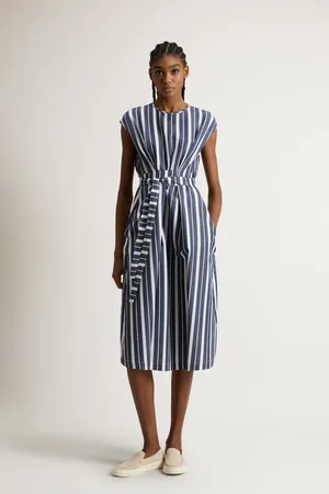 Woolrich Donna Vestito in cotone elasticizzato con cintura Blu