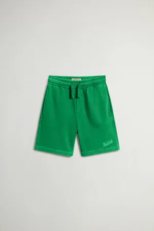 Woolrich Pantaloncini da bambino in puro cotone tinti in capo Verde