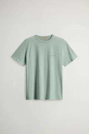 Woolrich Uomo T-shirt in puro cotone fiammato Verde