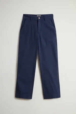 Woolrich Donna Pantaloni chino in puro cotone tinti in capo Blu