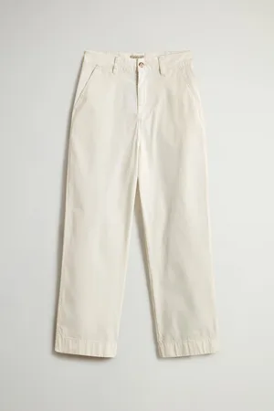 Woolrich Donna Pantaloni chino in puro cotone tinti in capo Bianco