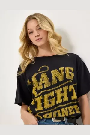 Wrangler Lainey Wilson Hang Tight Oversized Tee Black