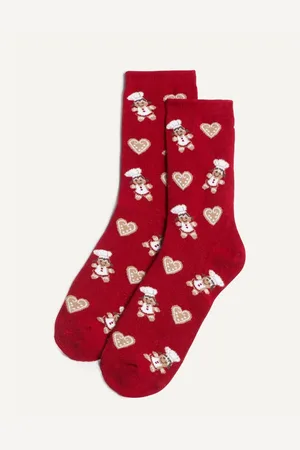 Yamamay Calze corte rosse natalizie in maglia Mix & Match