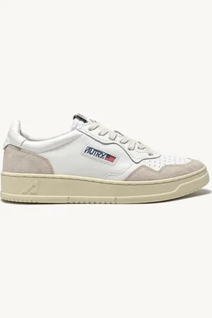 Autry SNEAKERS MEDALIST LOW IN PELLE BIANCA E SUEDE BEIGE