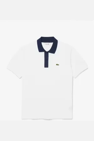 Lacoste Polo con collo a contrasto bianco