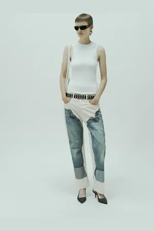 CIRCUS HOTEL Jeans con stampa fotografica denim