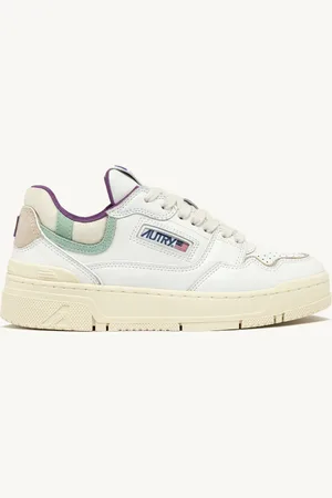 Autry SNEAKERS CLC LOW IN PELLE BIANCA E SUEDE CAMEO GREEn