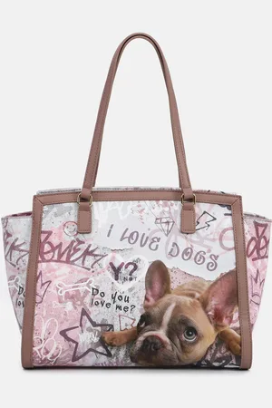 Y Not? ? Borsa Donna Shopping Metro Chic Stampa Dog & Cat DOG da donna