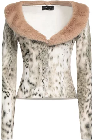 Cardigan in maglia / collo in pelliccia sintetica - Blumarine - Donna