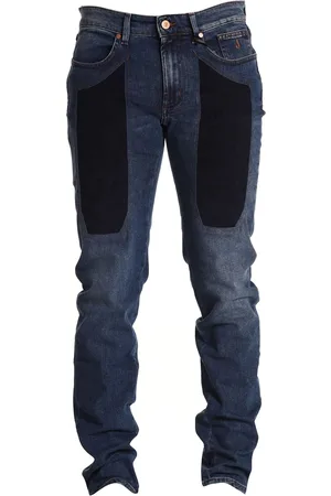 PANTALONI IN DENIM CON TOPPE - Blu