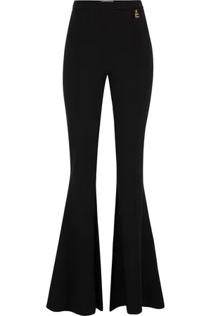 Pantalone zampa d' elefante nero elasticizzato donna elegante italy 100%  cotone