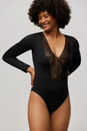 YSABEL MORA Body a maniche lunghe con scollo a V