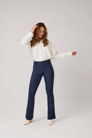 YSABEL MORA Leggings in denim svasato blu scuro