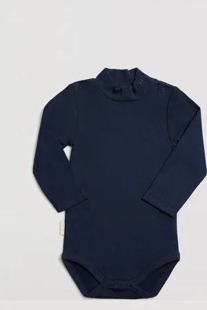 YSABEL MORA Body basic per bebè con dolcevita blu scuro