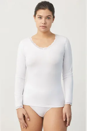 YSABEL MORA T-shirt lingerie bianca a maniche lunghe