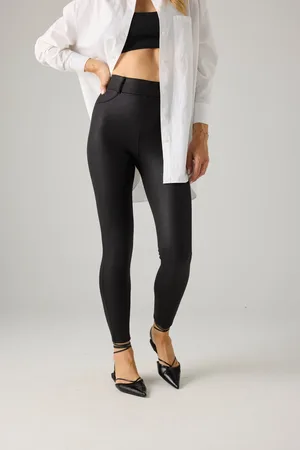 YSABEL MORA Pantaloni termici effetto pelle nera