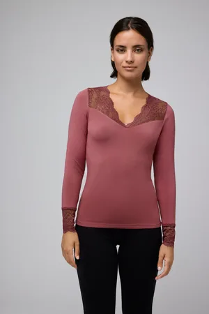 YSABEL MORA T-shirt termica a manica lunga con dettaglio in pizzo