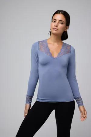 YSABEL MORA T-shirt termica a manica lunga con dettaglio in pizzo