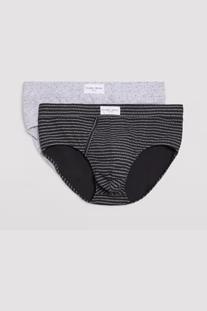 YSABEL MORA Confezione da 2 slip in cotone stampato grigio e nero con apertura
