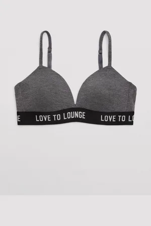 YSABEL MORA Reggiseno bambino in cotone tinta unita con elastico grigio antracite a contrasto