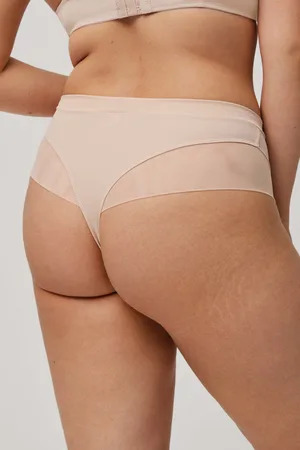 YSABEL MORA Perizoma a vita alta in microfibra color nude