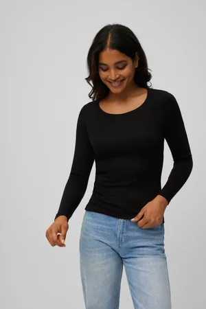 YSABEL MORA T-shirt termica nera con controllo della temperatura a maniche lunghe