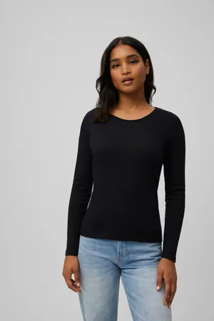 YSABEL MORA T-shirt calda nera girocollo a maniche lunghe