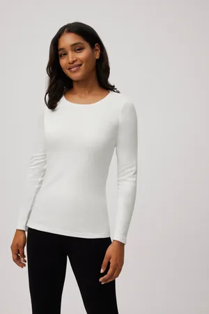 YSABEL MORA T-shirt calda bianca girocollo a maniche lunghe